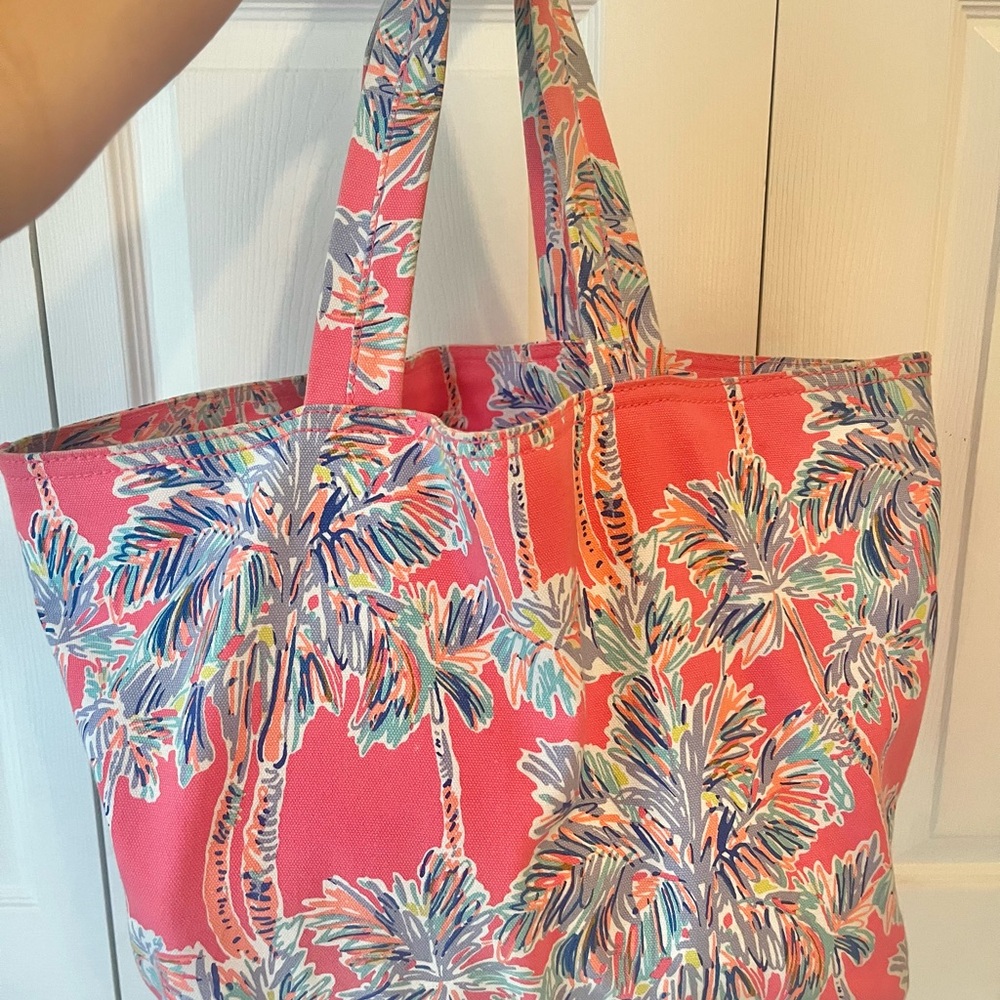 Lilly Pulitzer Nice Stems Large Canvas Palm Beach Tote Bag